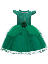 Jewel Neck Polyester Cotton Sleeveless Short Princess Beaded Kids Party Dresses