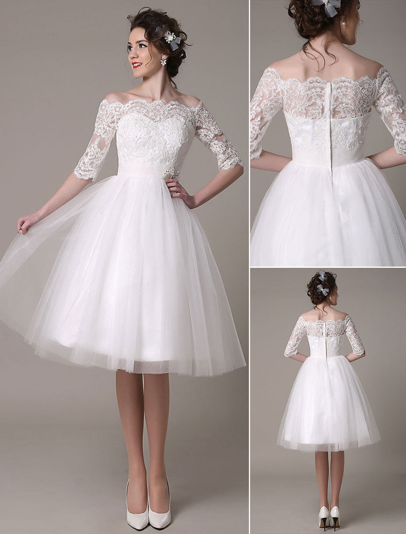 https://www.dbrbridal.com/cdn/shop/files/Lace-Wedding-Dresses-Short-Off-The-Shoulder-A-line-Knee-Length-Waist-Rhinestone-Bridal-Dress-Exclusive_800x.jpg?v=1703295490
