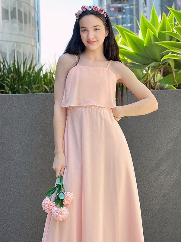 Modern Chiffon Ruffles Spaghetti Straps Sleeveless Junior/Girls Bridesmaid Dresses