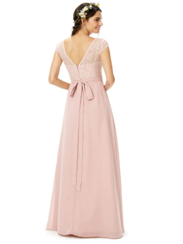 Pink V Neck Wedding Guest Dress Chiffon Sleeveless Pleated Bridesmaid Dresses