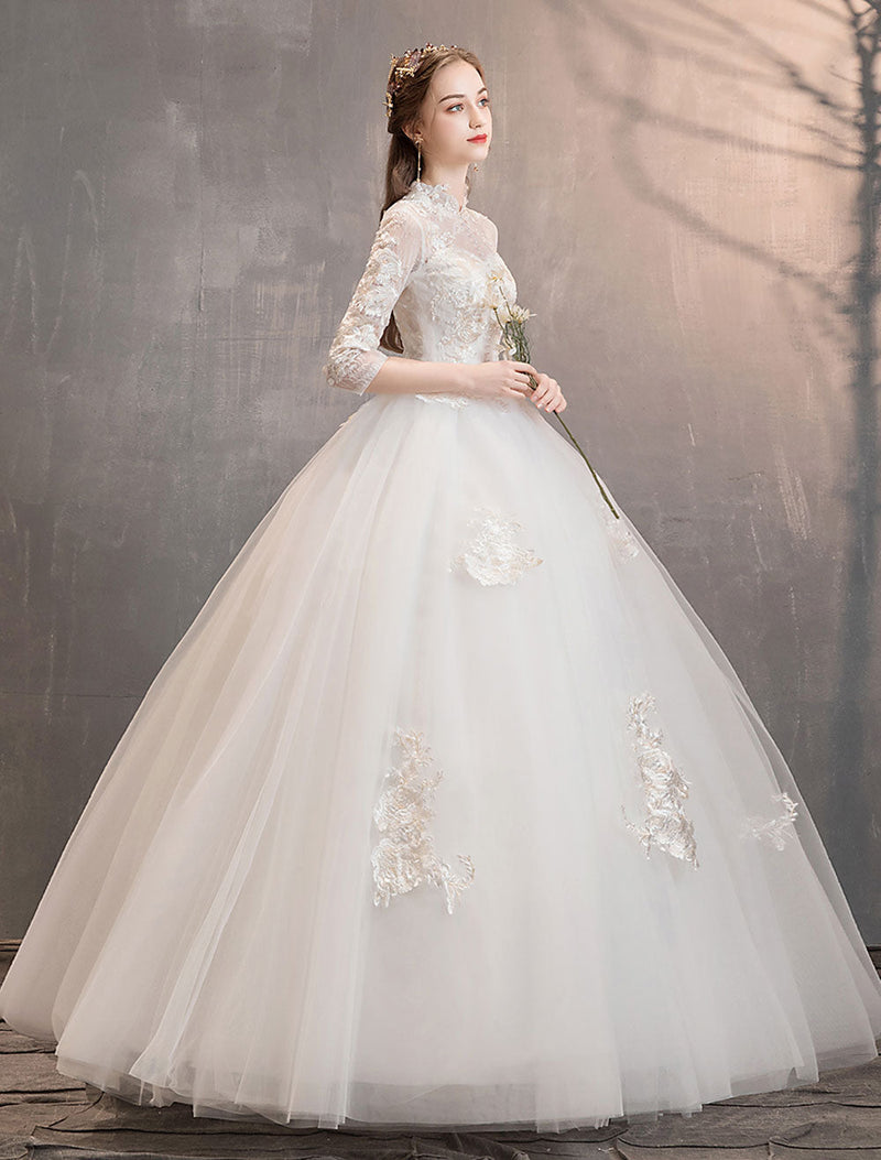 https://www.dbrbridal.com/cdn/shop/files/Tulle-Wedding-Dresses-Ivory-Illusion-Neckline-Half-Sleeve-Long-Princess-Bridal-Dress-3_800x.jpg?v=1703297603