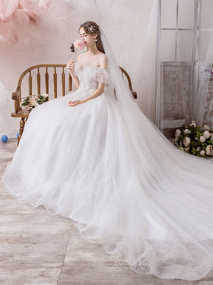 Ball Gown Wedding Dress 593, Short Sleeves Wedding Dress, Bridal Gown,  Cathedral Wedding Dress, V-neck Wedding Dress -  Israel
