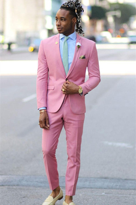 Amazing Pink Two Pieces Notched Lapel Prom Outfits for Men-Dbrbridal