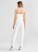 Ankle-Length Elastic Satin Wedding Jumpsuit Dresses Pockets-Dbrbridal