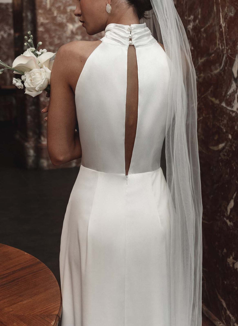 Ankle-Length Wedding Dresses High Neck-Dbrbridal