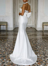 Asymmetrical Sleeveless Sweep Train Wedding Dresses Split Front-Dbrbridal