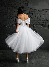 Ball-Gown Strapless Little White Tulle Wedding Dresses-Dbrbridal