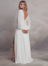 Boho Garden Chic A-line Wedding Dresses V-Neck Sweep Train-Dbrbridal