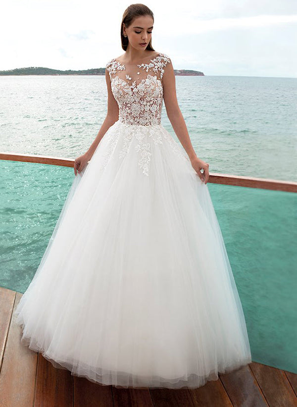 Boho Garden Lace Summer Beach Wedding Dresses Tulle-Dbrbridal