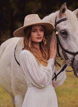 Boho Garden Lace Wedding Dress V-Neck Long Sleeves-Dbrbridal