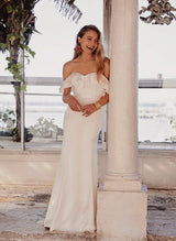 Boho Garden Modern Wedding Dresses Off-the-Shoulder Ruffle-Dbrbridal