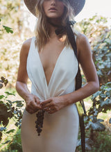 Boho Garden Silk Like Satin Wedding Dresses Open Back-Dbrbridal