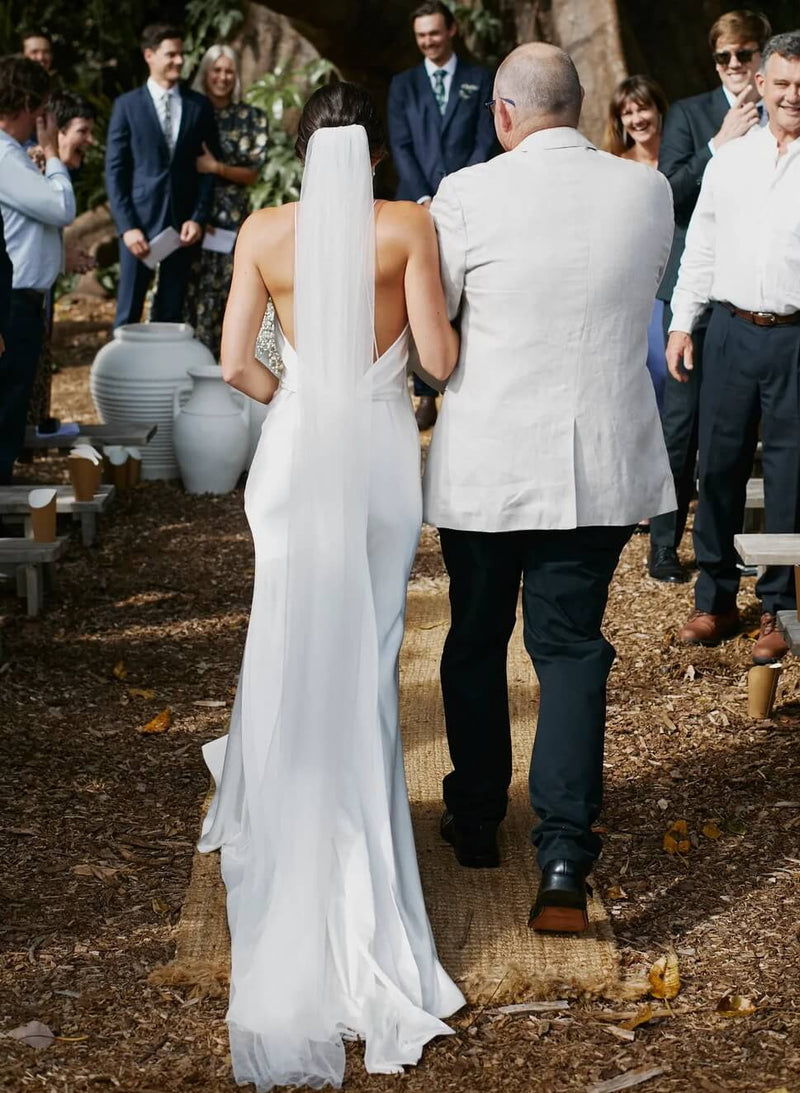 Boho Garden Summer Beach Backless Mermaid Fitted Wedding Dresses Slit-Dbrbridal