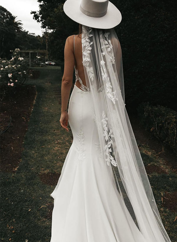 Boho Garden Summer Beach Cowl Neck Sleeveless Court Train Lace Wedding Dresses-Dbrbridal