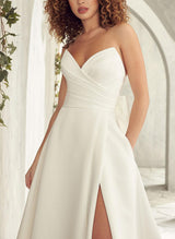 Bow embellished strapless ball-gown wedding dresses-Dbrbridal