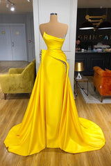 Bright Yellow Metallic Sequin Overskirt Prom Dress Strapless-Dbrbridal