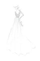 Casual Wedding Dress A-line Chic V-Neck Long Sleeve Long Chiffon Lace Beach Wedding Dresses-Dbrbridal