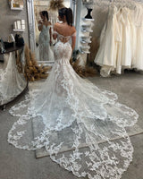 Charming Sweetheart Off-the-Shoulder Sleeveless Mermaid Lace Bridal Gown-Dbrbridal