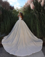 Charming Sweetheart Sleeveless Off-the-Shoulder Lace Bridal Gown With Ruffles Long-Dbrbridal