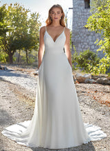 Chic A-line Chiffon Wedding Dresses Court Train-Dbrbridal