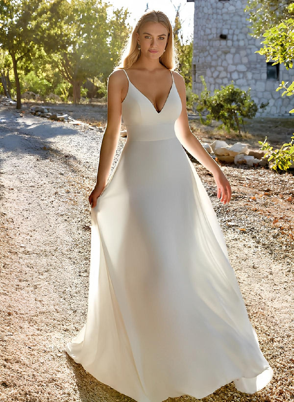 Chic A-line Chiffon Wedding Dresses Court Train-Dbrbridal