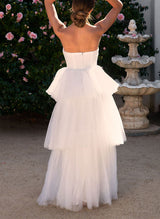 Chic A-line Elegant Sweetheart Sleeveless Floor-Length Tulle Wedding Dresses-Dbrbridal