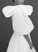 Chic A-line One-Shoulder Organza Wedding Dresses Split Front Bow-Dbrbridal