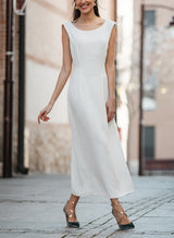 Chic A-line Scoop Neck Sleeveless Ankle-Length Wedding Dresses-Dbrbridal