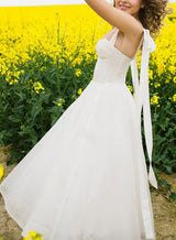 Chic A-line Tea-Length Reception Wedding Dresses-Dbrbridal