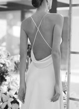 Chic A-line V-Neck Sleeveless Sweep Train Wedding Dresses-Dbrbridal