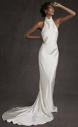 Chic Backless High Neck Mermaid Wedding Dress On Sale-Dbrbridal