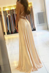 Chic Spaghetti-Straps Long Split Prom Dresses-Dbrbridal