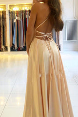 Chic Spaghetti-Straps Long Split Prom Dresses-Dbrbridal