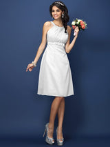 Classic Bateau Sash/Ribbon/Belt Sleeveless Short Chiffon Bridesmaid Dresses-Dbrbridal