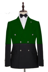 Classy Dark Green and Black Bespoke Slim Fit Double Breasted Men Suits-Dbrbridal