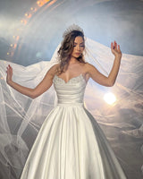 Classy FloorLength Sleeveless A Line Bridal Gown With Beads-Dbrbridal