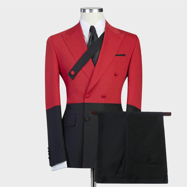 Classy Red Double Breasted Slim Fit Gorgeous Men Suits for Prom-Dbrbridal