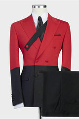 Classy Red Double Breasted Slim Fit Gorgeous Men Suits for Prom-Dbrbridal