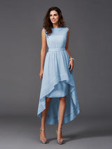 Classy Sash/Ribbon/Belt Sleeveless High Low Chiffon Bridesmaid Dresses-Dbrbridal