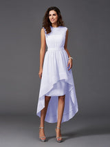 Classy Sash/Ribbon/Belt Sleeveless High Low Chiffon Bridesmaid Dresses-Dbrbridal