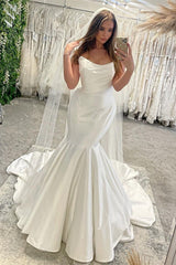 Classy Sleeveless Mermaid Bridal Gown With Ruffles Long-Dbrbridal