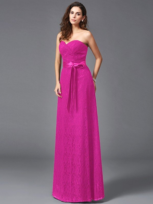 Classy Sweetheart Sash/Ribbon/Belt Sleeveless Long Lace Bridesmaid dresses-Dbrbridal