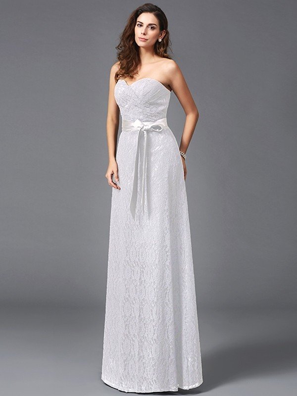 Classy Sweetheart Sash/Ribbon/Belt Sleeveless Long Lace Bridesmaid dresses-Dbrbridal