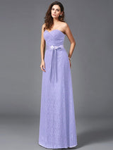 Classy Sweetheart Sash/Ribbon/Belt Sleeveless Long Lace Bridesmaid dresses-Dbrbridal