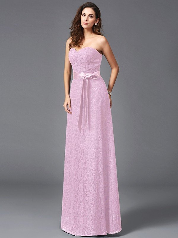 Classy Sweetheart Sash/Ribbon/Belt Sleeveless Long Lace Bridesmaid dresses-Dbrbridal