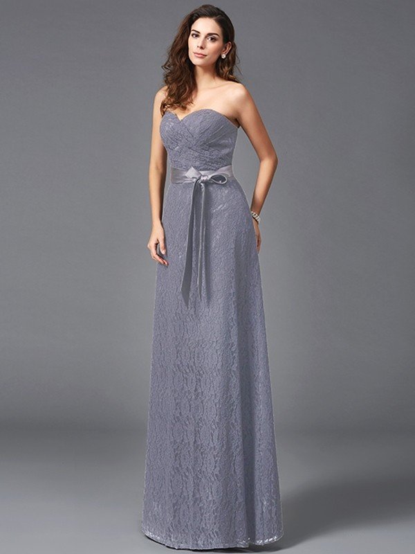 Classy Sweetheart Sash/Ribbon/Belt Sleeveless Long Lace Bridesmaid dresses-Dbrbridal