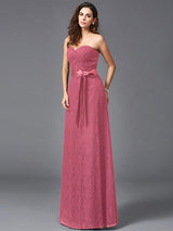 Classy Sweetheart Sash/Ribbon/Belt Sleeveless Long Lace Bridesmaid dresses-Dbrbridal