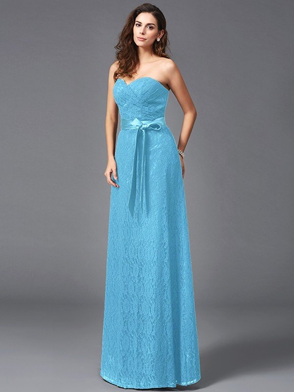 Classy Sweetheart Sash/Ribbon/Belt Sleeveless Long Lace Bridesmaid dresses-Dbrbridal