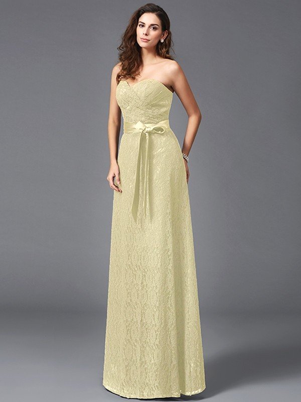 Classy Sweetheart Sash/Ribbon/Belt Sleeveless Long Lace Bridesmaid dresses-Dbrbridal