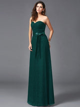 Classy Sweetheart Sash/Ribbon/Belt Sleeveless Long Lace Bridesmaid dresses-Dbrbridal